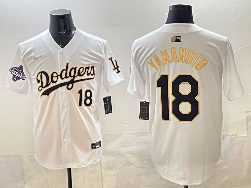 Men 2026 Nike Los Angeles Dodgers #18 Yamamoto White Game MLB Jersey 015->los angeles dodgers->MLB Jersey